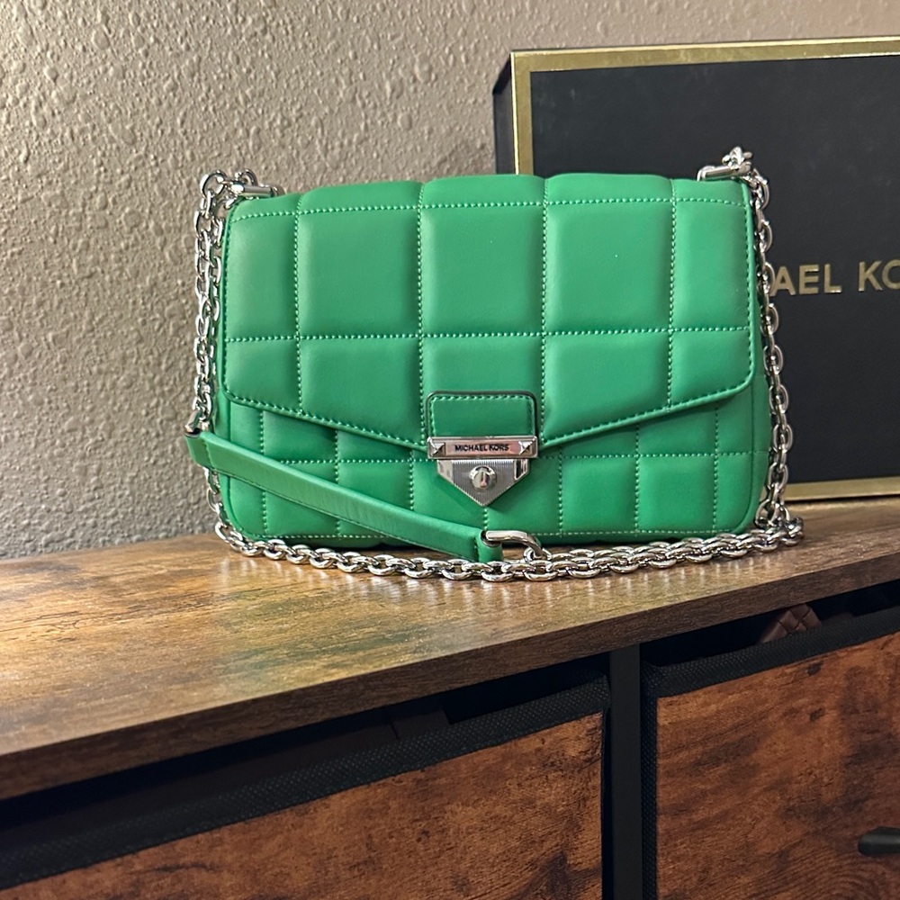 Michael Kors Soho Large Quilted Leather Shoulder Bag in green